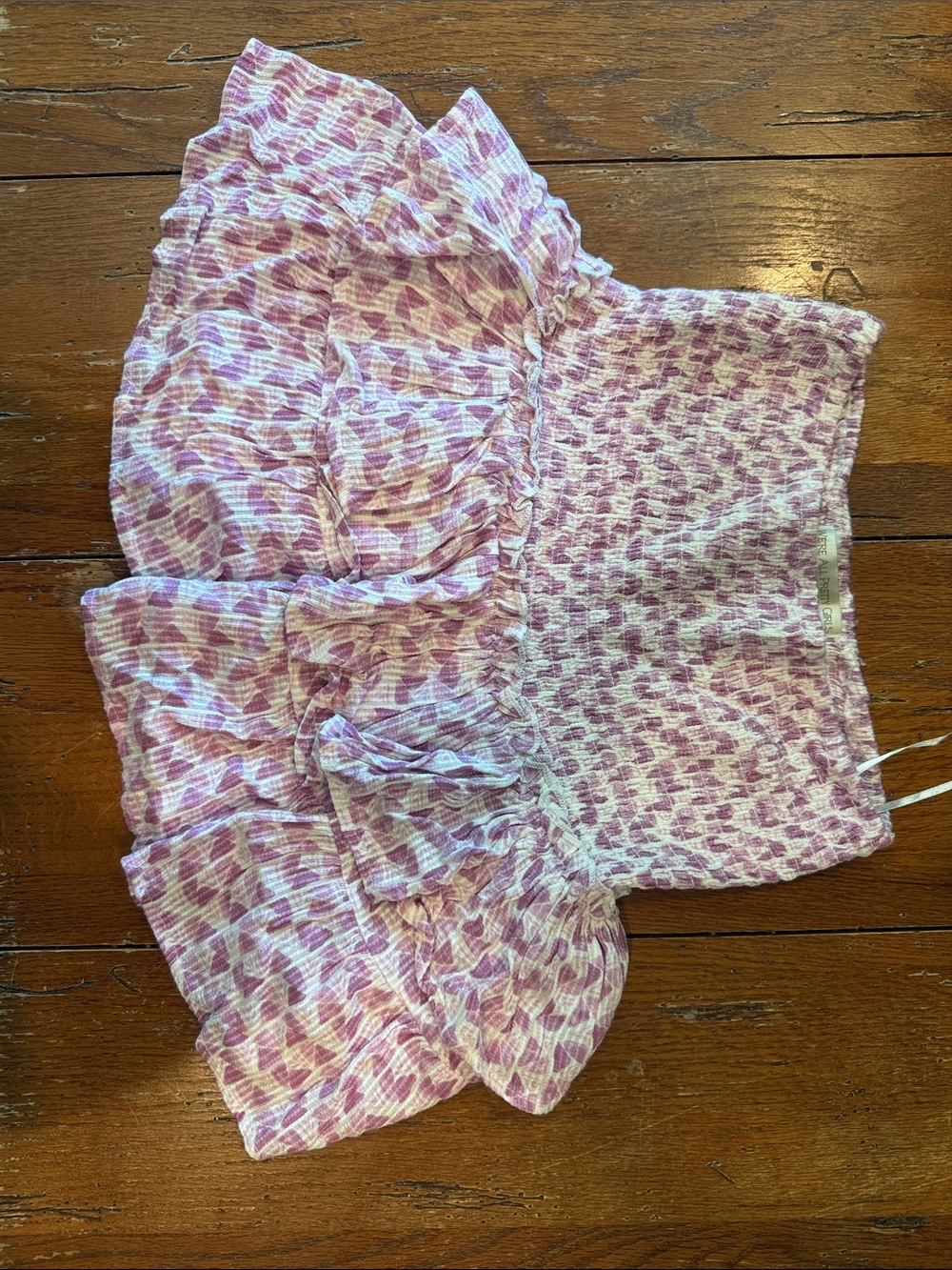 Smocked Ruffled Mini Skirt - Lavender Print